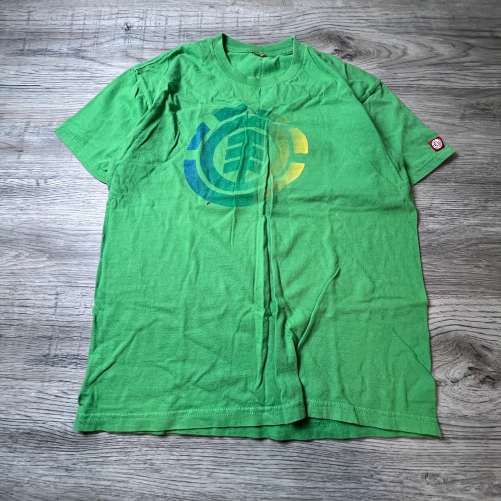 Element Graphic T-Shirt Mens Medium Green Short Sleeve Skateboarding Logo Tee